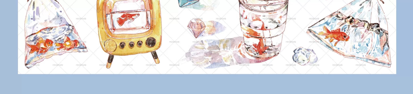 Moodtape【South Wind&Summer Cruising】Original Animal Characters Landscap Original Design Washi/Pet Tape Stickers,for Scrapbook Supplies,Scrapbook Tape Stickers,Junk Journal Supplies