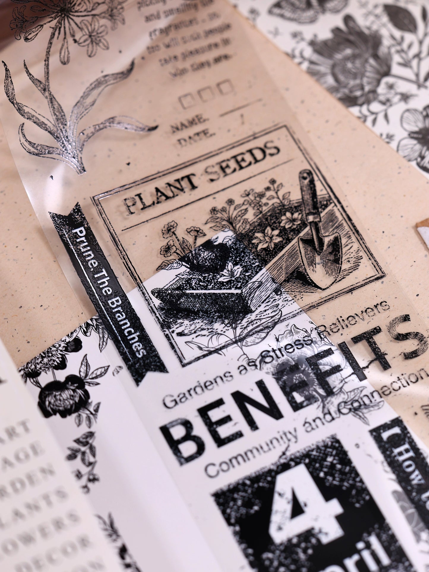 XiaoBaiJia【Garden Clippings】Light Retro Magazine Style Orginal Design Washi Pet Tape Landscaping Stickers