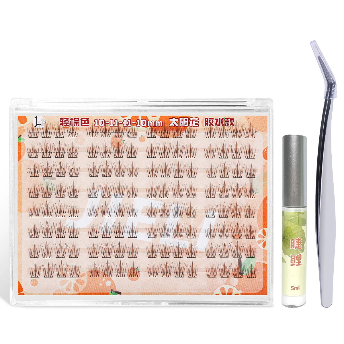 JieLi Beauty Makeup【Brown 8mm Adhesive-Free No Stem】128 Clusters of Lazy Brown Sunflower Natural Novice Segmented Single Cluster False Eyelashes