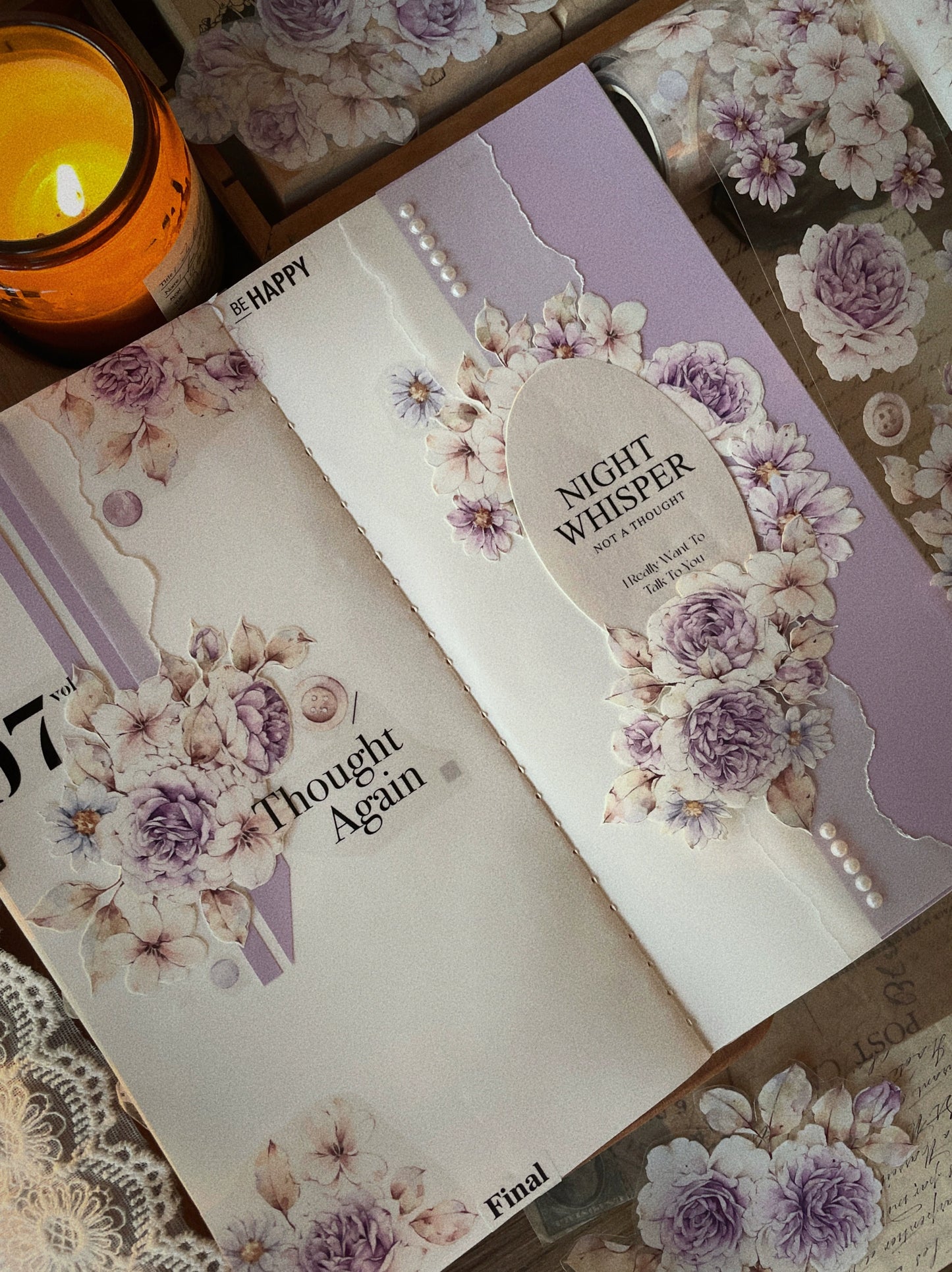 YiEr Vol11【Dushan Purple】Light Retro Floral Washi Tape and PET Stickers