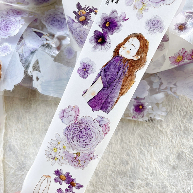 Seahorse Forest Vol6【A39#Twilight Purple】Original Design Pre-Cut Washi/PET Tape Stickers,for Scrapbook Supplies,Junk Journal Supplies