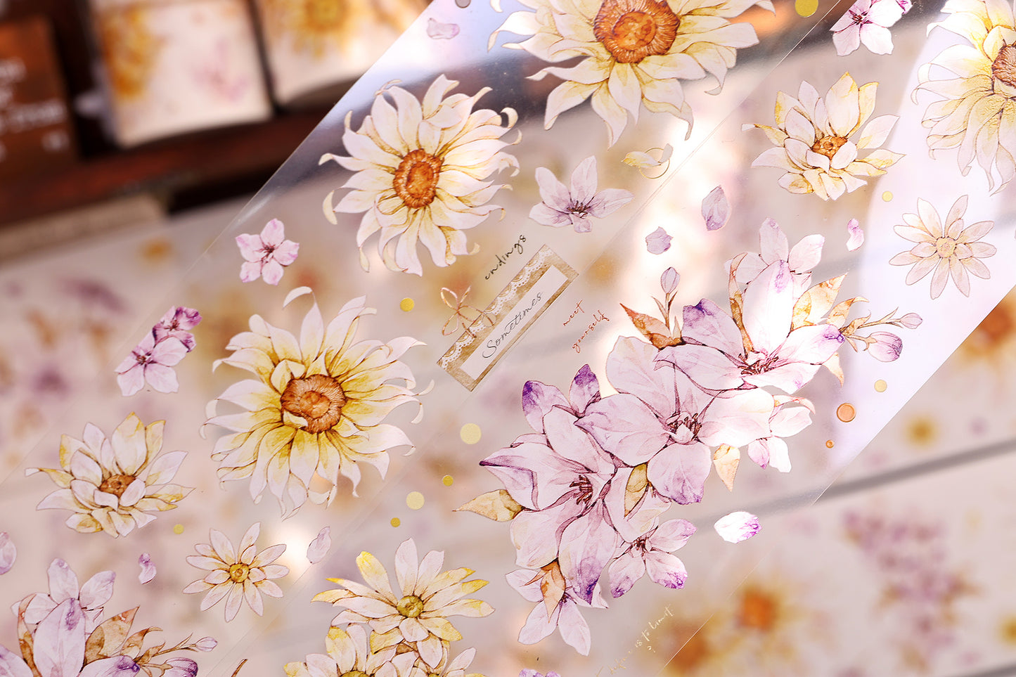 XiaoBaiJia【Franju】【 Floating Light Warm Orange】Orginal Design Washi/Pet Floral Tape Light Retro Landscaping Stickers