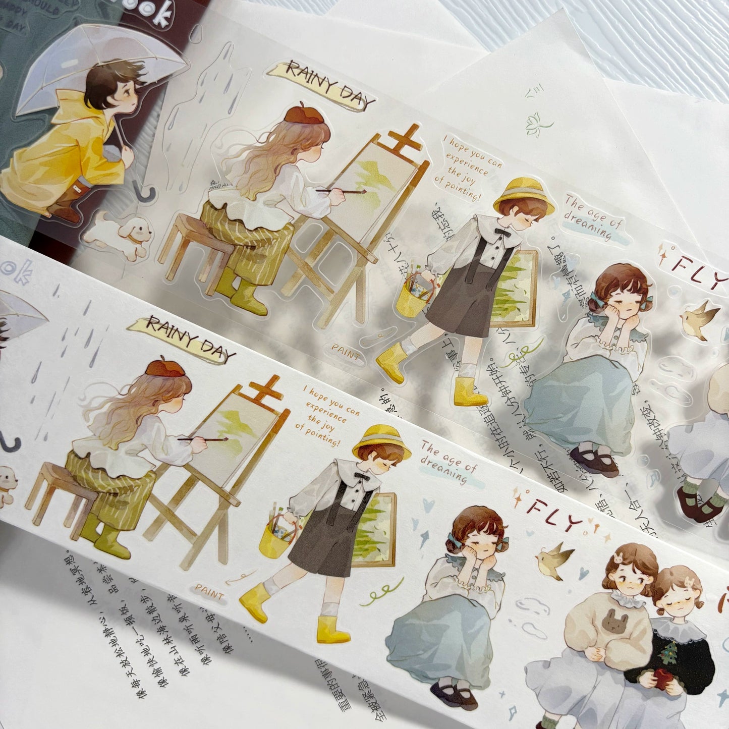 ZiYuanSu Vol12【Dear Girl】Pre-Cut Original Design Character Washi/PET Tape Stickers, for Scrapbook Supplies,Scrapbook Tape Stickers,Junk Journal Supplies, Journaling Stickers,Bullet Journals