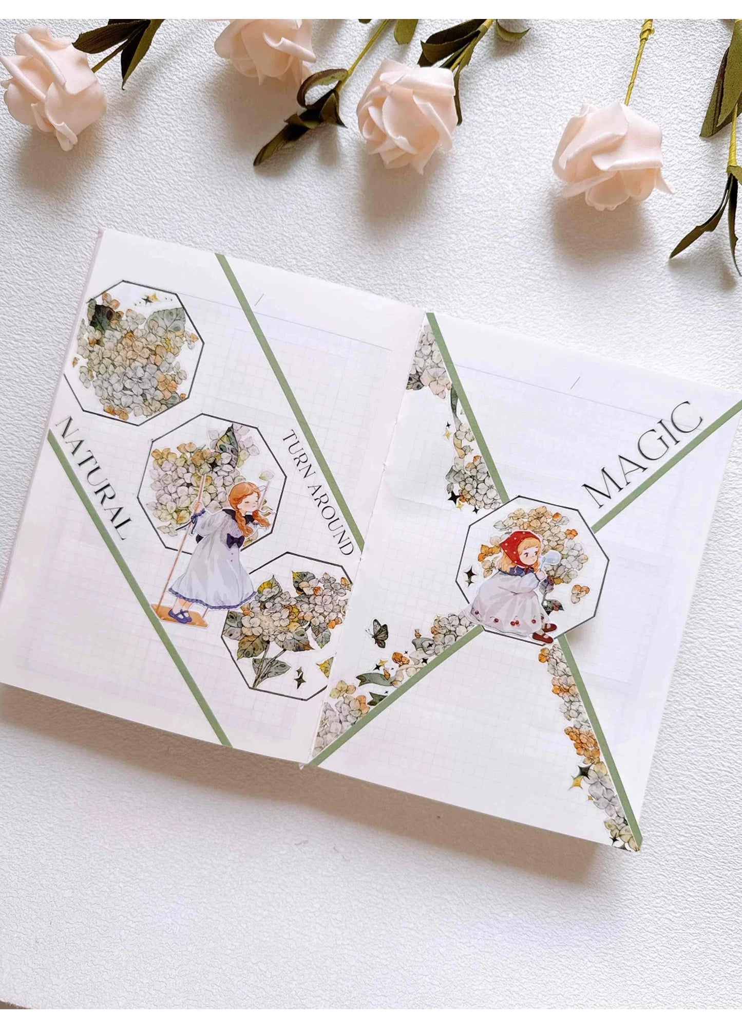 ZiYuanSu Vol12【Colorful Embroidery】Scene/Landscape Pre-cut Washi/PET Tape,for Scrapbook Supplies,Scrapbook Tape Stickers,Junk Journal Supplies