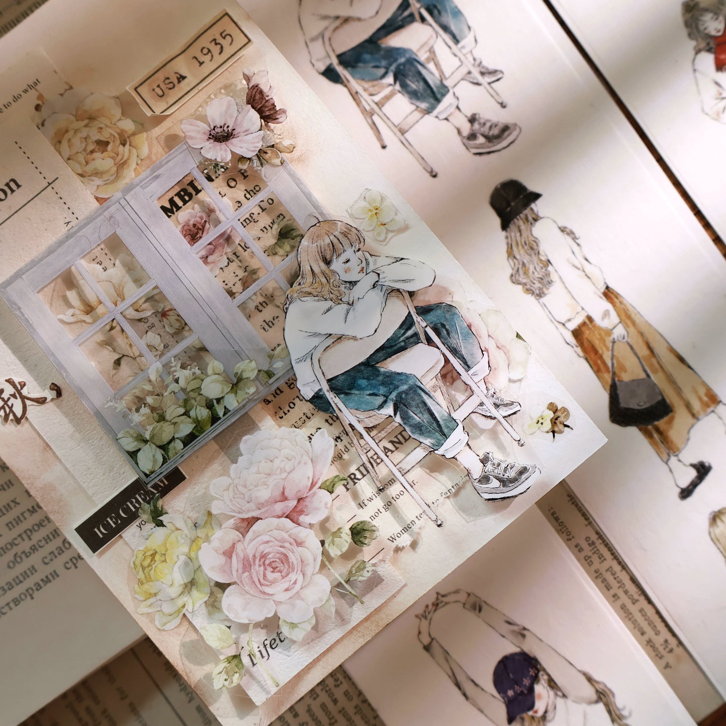 YiEr Vol13【Warm and Comfortable】Orginal Design Character Washi/Pet Tape Light Retro Stickers
