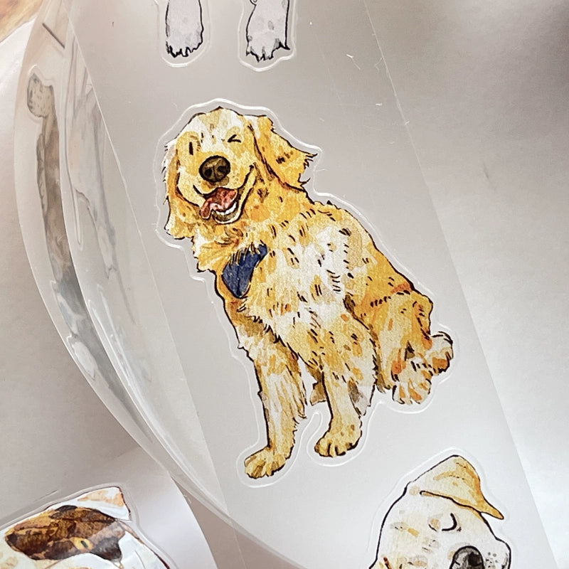 Seahorse Forest Vol5【A28#Wang~】Cute Dogs,Original Design Pre-Cut Washi/PET Tape Stickers,for Scrapbook Supplies,Junk Journal Supplies