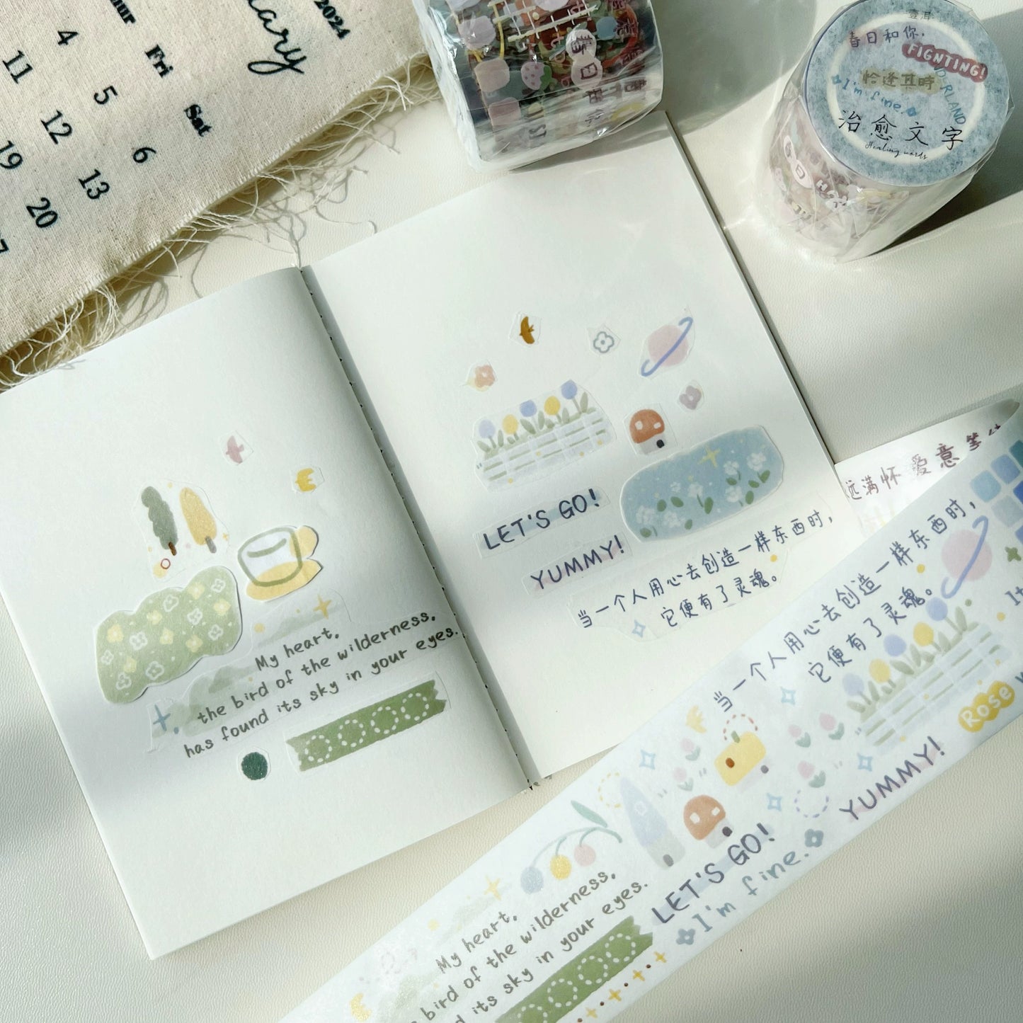 YiEr Minimalist Style Vol3【Healing Text】Light Retro Orginal Design Washi Pet Tape Landscape Stickers