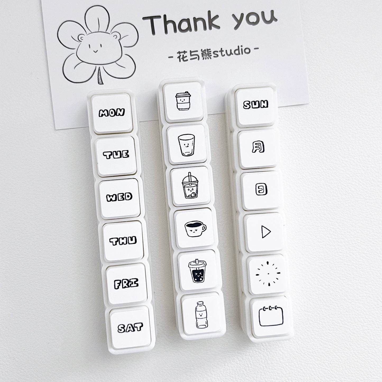Flower and Bear Studio【Six Stamps】Original Design cute Weather,Travel,Week,Number Stamp