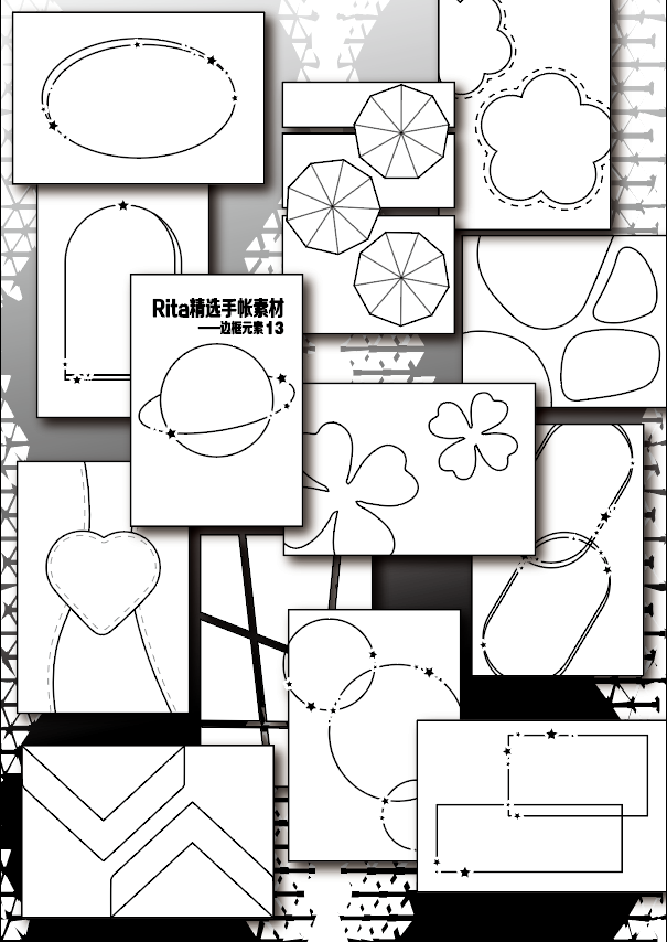Rita's Little World【Framing Elements 11-14】Original Washi Paper Material Sticker Book