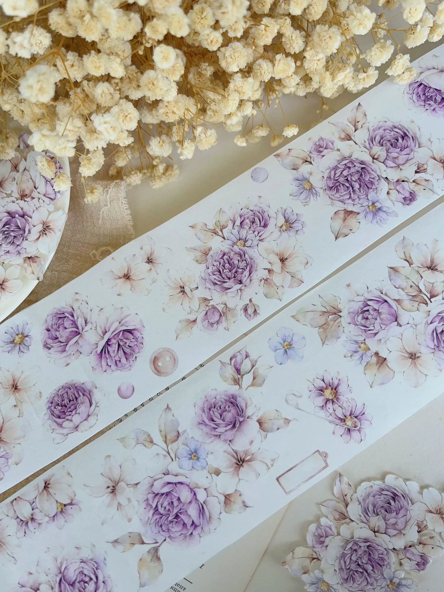 YiEr Vol11【Dushan Purple】Light Retro Floral Washi Tape and PET Stickers