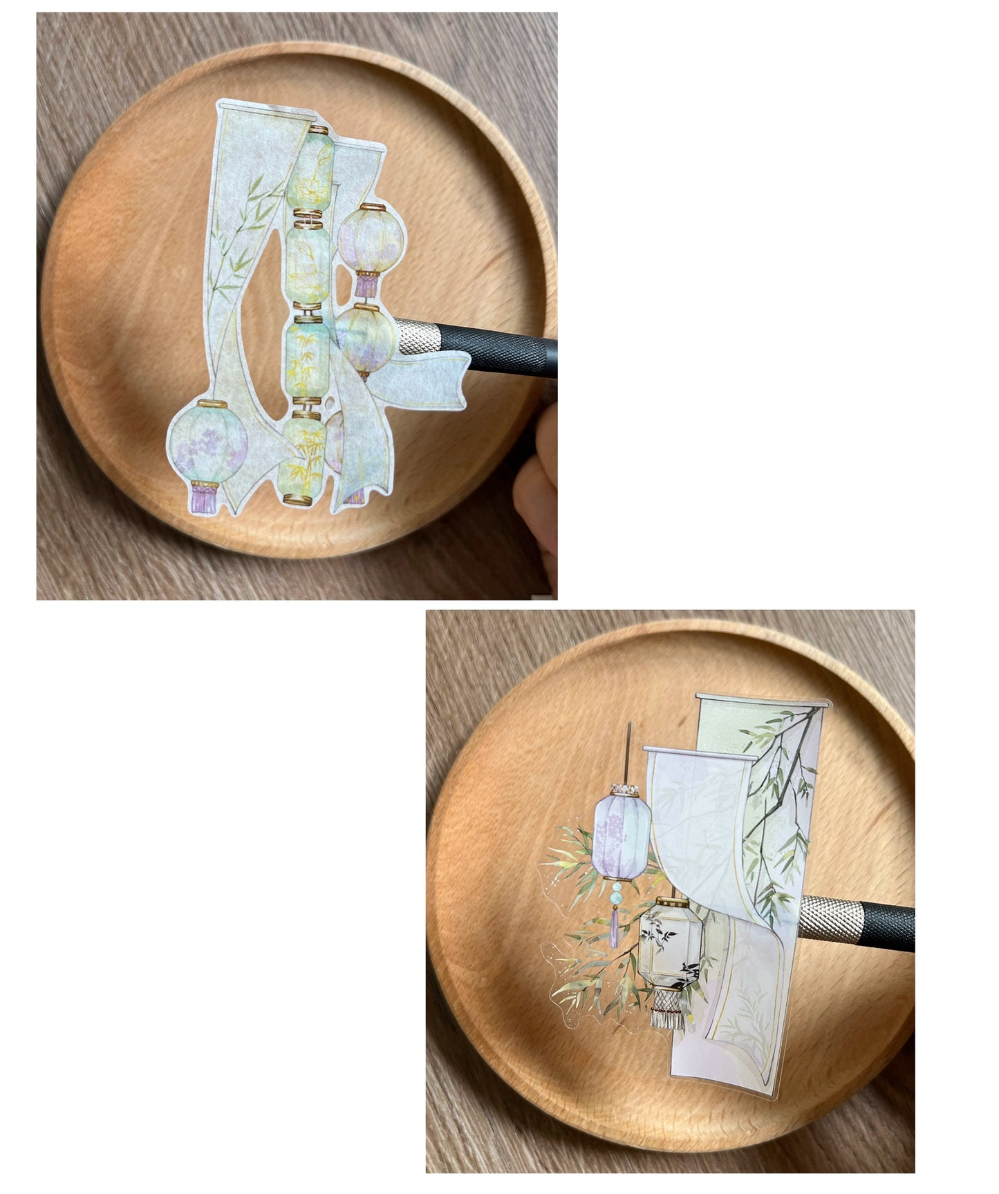 ZiYuanSu【Man Ting Fang】Ancient Style Background Scene/Landscape Pre-cut Washi/PET Tape,for Scrapbook Supplies,Scrapbook Tape Stickers,Junk Journal Supplies