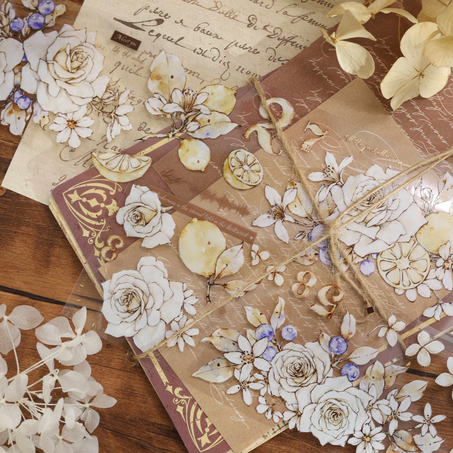 XiaoBaiJia【Afternoon Sunshine】Light Retro Fresh Lemon Flower and Paper PET Washi/PET Tape