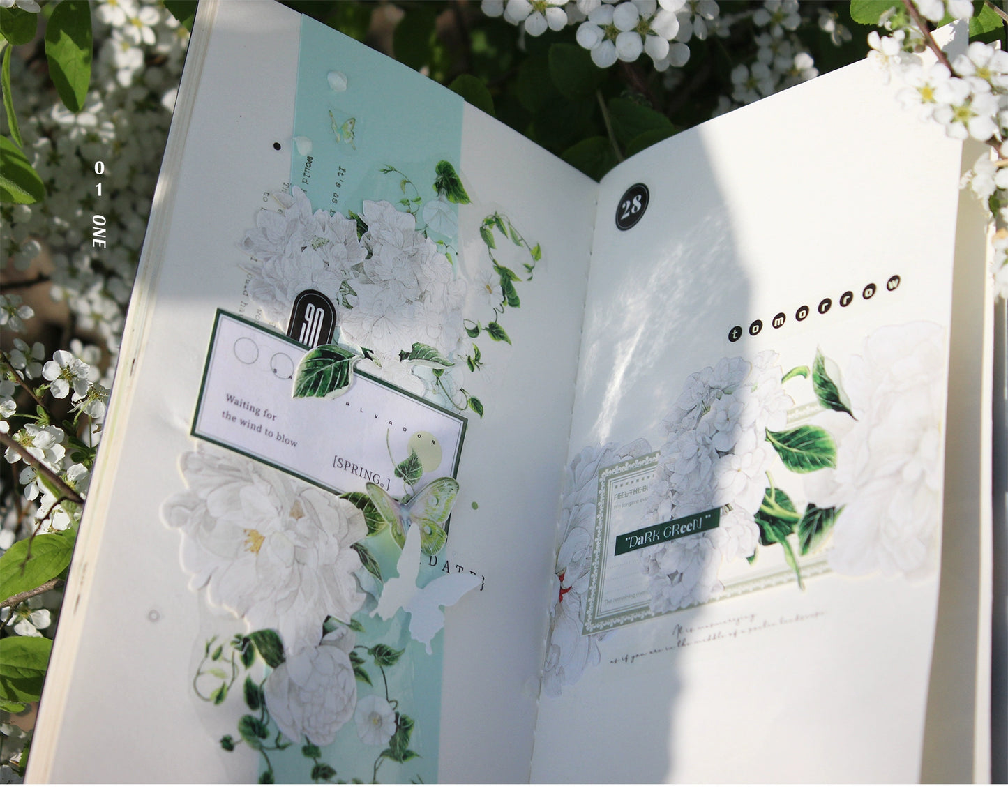 Moodtape【Tea White Camellia】Flower Landscap Original Design Washi/Pet Tape Stickers,for Scrapbook Supplies,Scrapbook Tape Stickers,Junk Journal Supplies