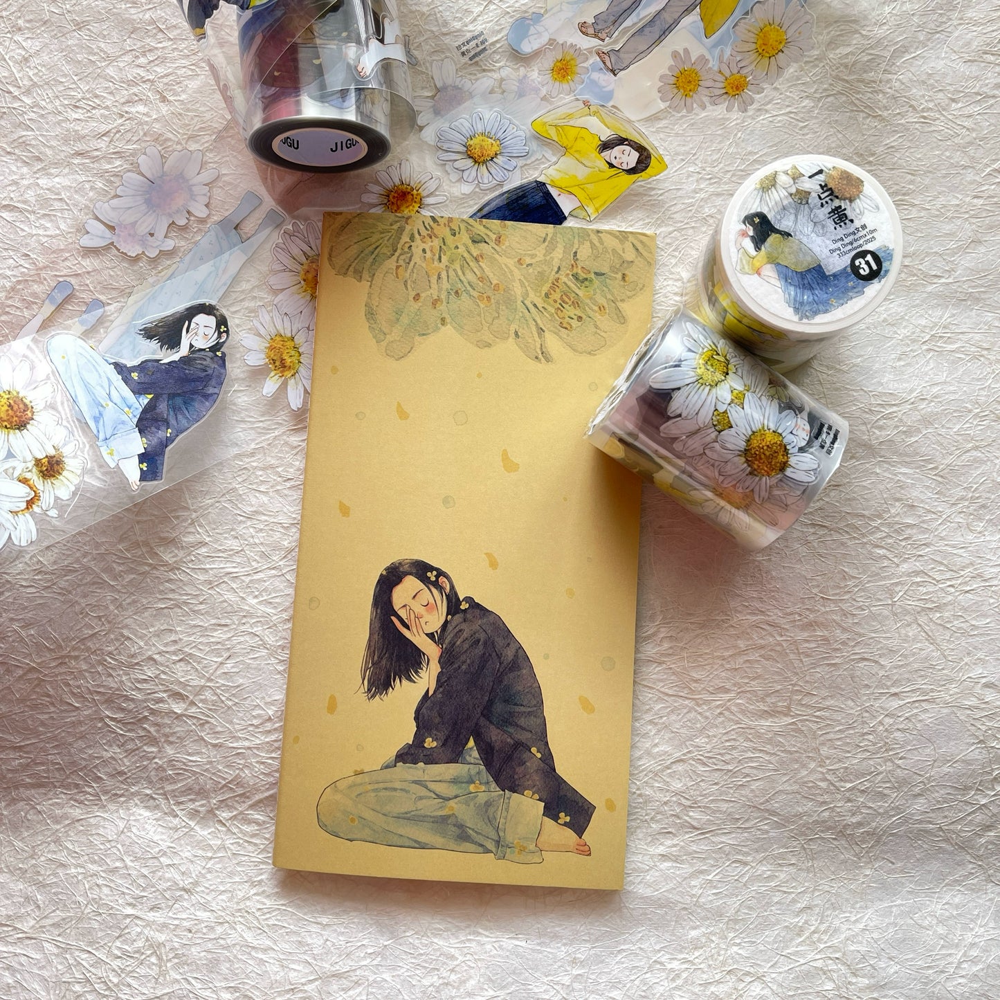 DingDing Vol9【4 Pcs 11*21cm Person Cover Travel Notebook】,Washi Sticker Book,Passport, Blank Inner Pages,for Junk Journal,Journaling,Scrapbooking