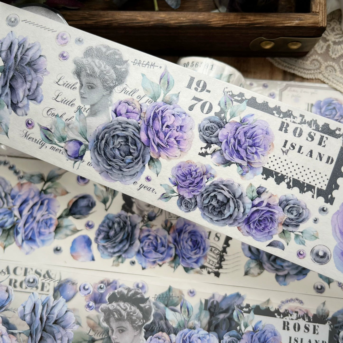 YiEr【MoYu】Orginal Design Washi/Pet Tape Light Retro Floral Stickers