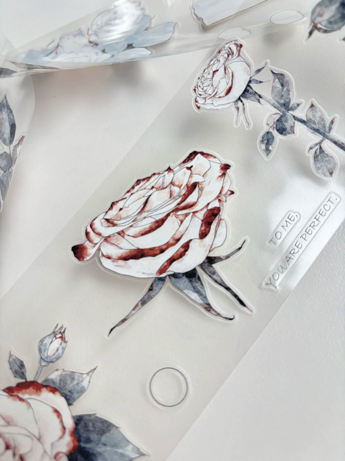 Kaixiaoxun Vol9 【Rust Red Staining】 Pre-Cut Long Loop Washi/Matte PET Tape for Scrapbook Supplies,Junk Journal Supplies