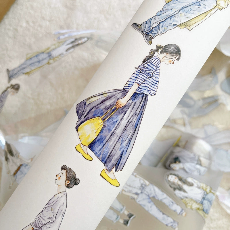Seahorse Forest Vol6【A37#Leisurely】Original Design Pre-Cut Washi/PET Tape Stickers,for Scrapbook Supplies,Junk Journal Supplies