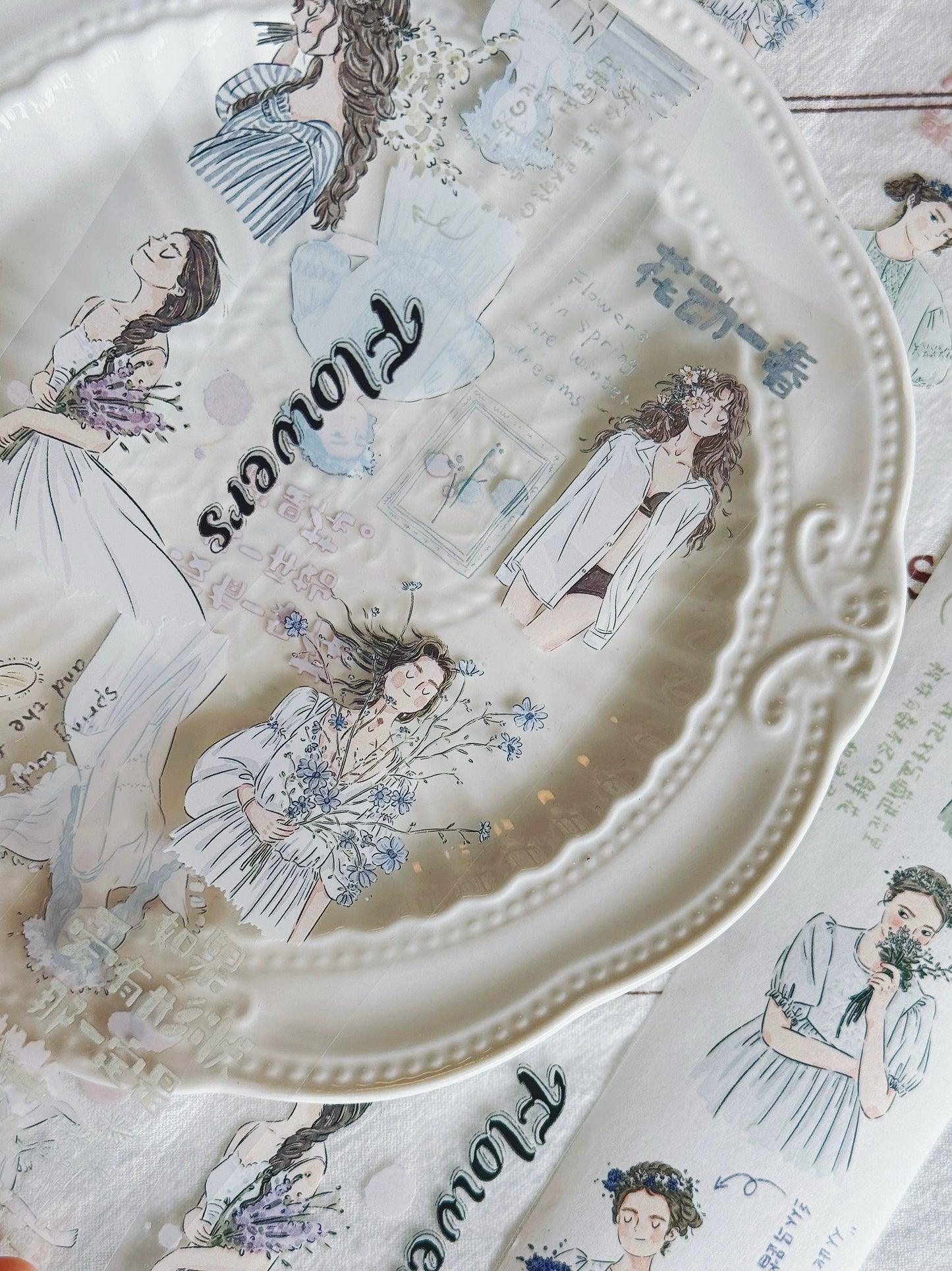 XiYue【Fllowers Move In Spring】Original Character Design Washi/PET Tape Stickers