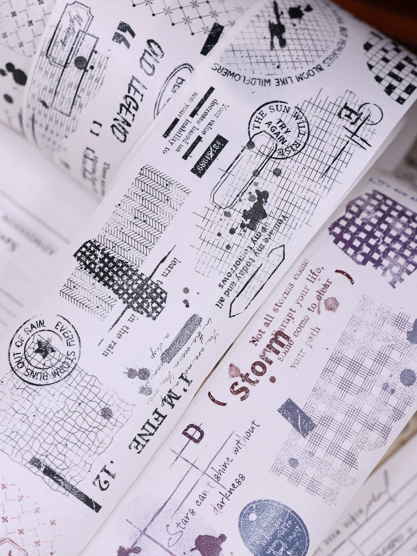 XiaoBaiJia【Narrative of Time】Light Retro Grid Base English Text Washi Pet Tape Stickers