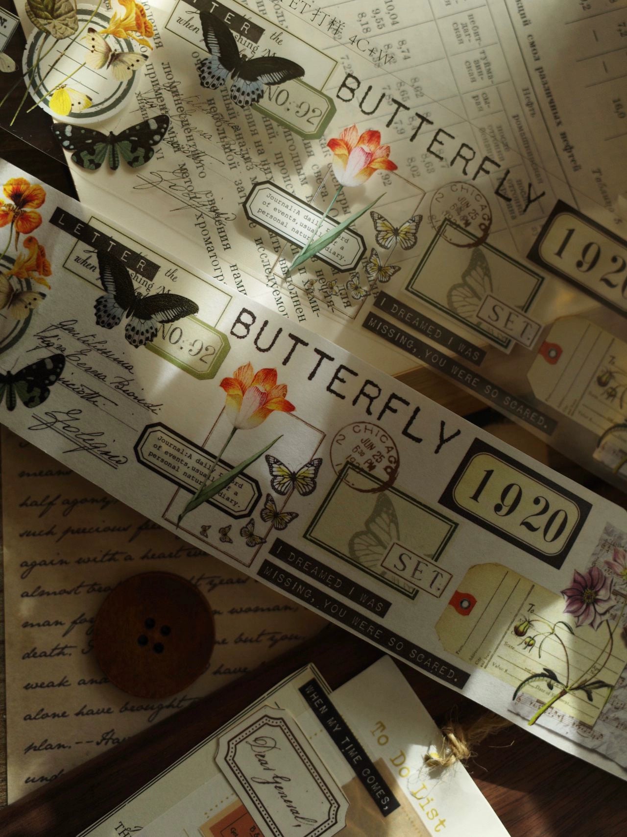 YiEr【Receipt】Orginal Design Washi/Pet Tape Light Retro Stickers