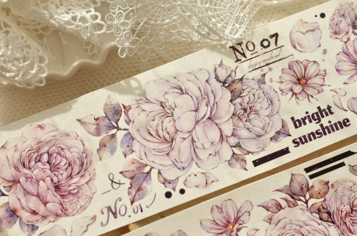 XiaoBaiJia【It's A Flower】Light Retro Orginal Design Washi Pet Austin Rose Floral Tape Light Retro Landscaping Stickers