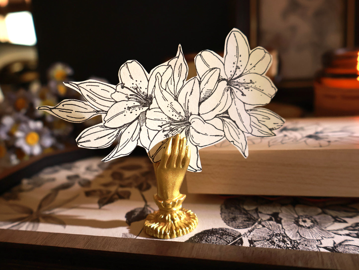 YiEr Stamp【Lily Flower】Upgraded Red Rubber Retro Lily Maple Stamp