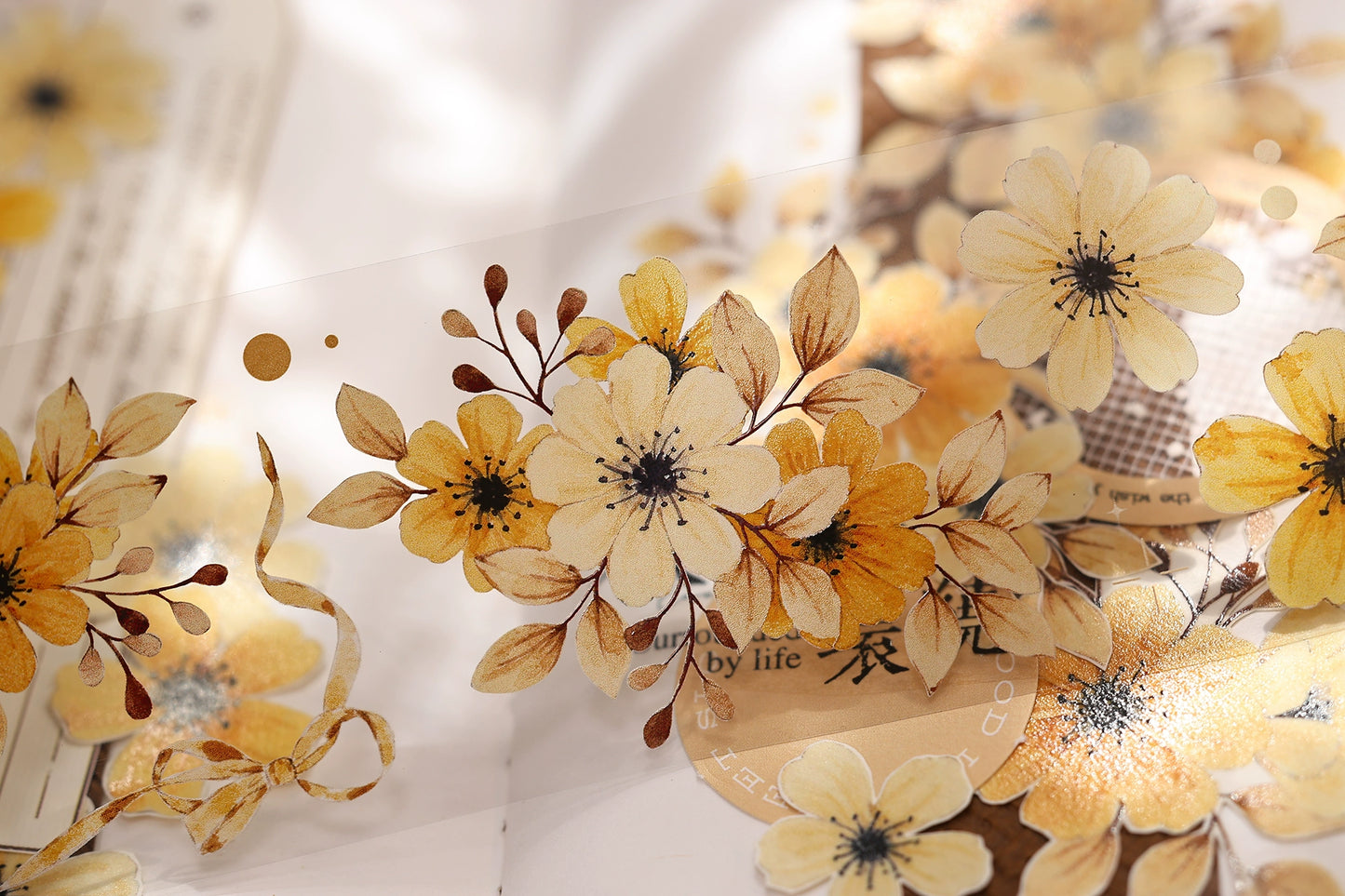 XiaoBaiJia【 Summer Overture】Light Retro Daisy Flower Orginal Design Washi Pet Floral Tape Landscaping Stickers