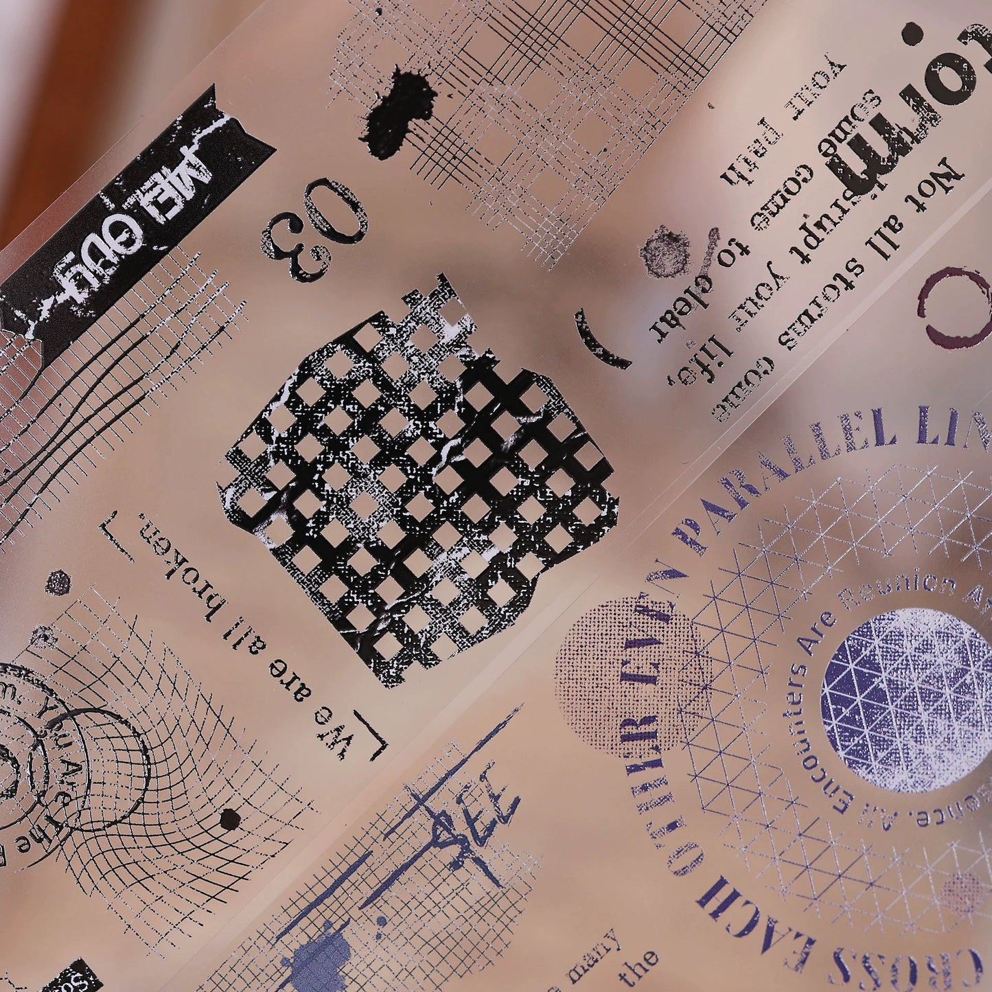 XiaoBaiJia【Narrative of Time】Light Retro Grid Base English Text Washi Pet Tape Stickers