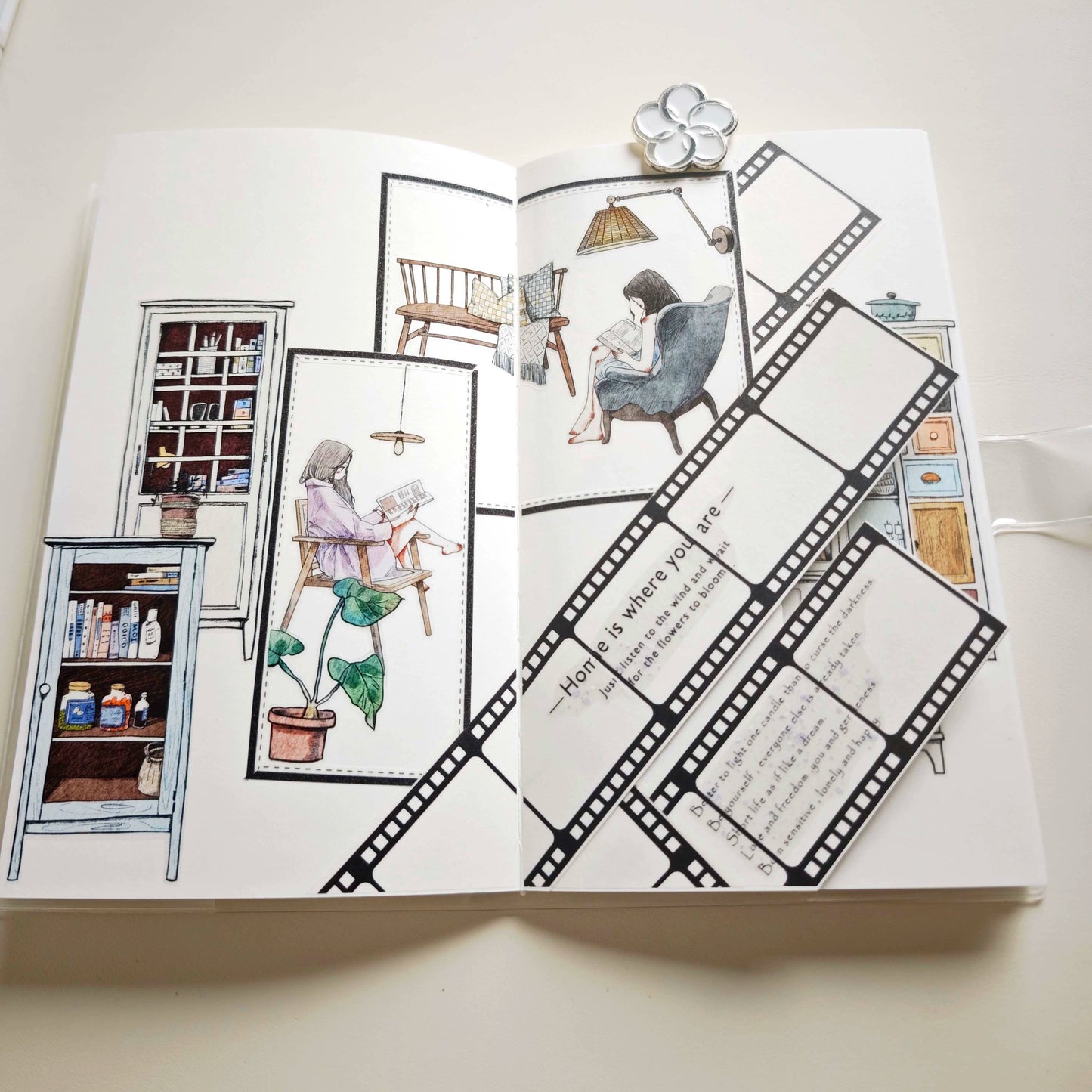 Kaixiaoxun Vol9 【Nestled in the Sofa】 Pre-Cut Long Loop Washi/Matte PET Tape for Scrapbook Supplies,Junk Journal Supplies