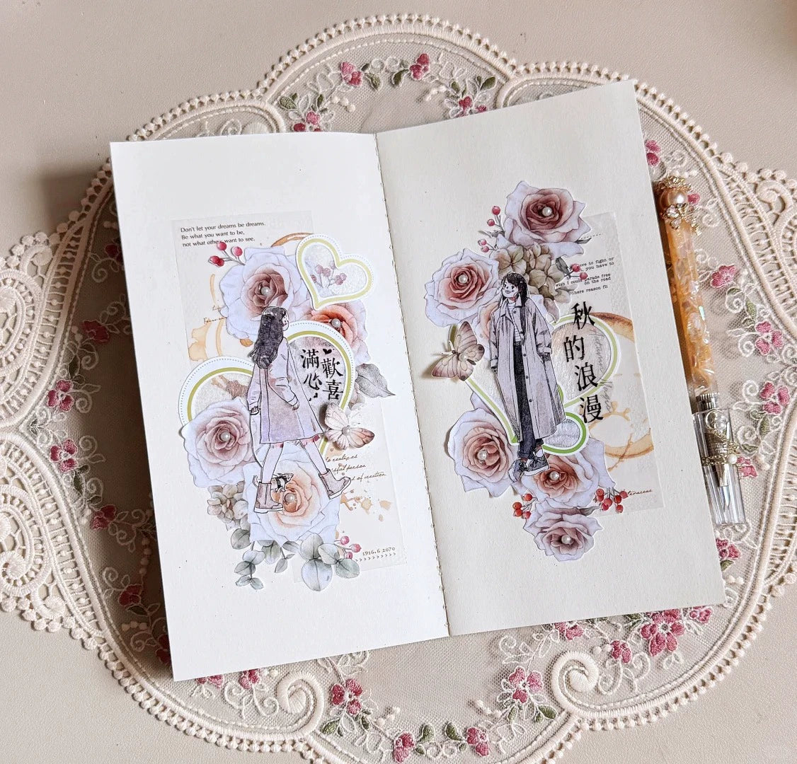 Kaixiaoxun Vol8 【Walked By】 Pre-Cut Washi/Matte PET Tape for Scrapbook Supplies,Junk Journal Supplies