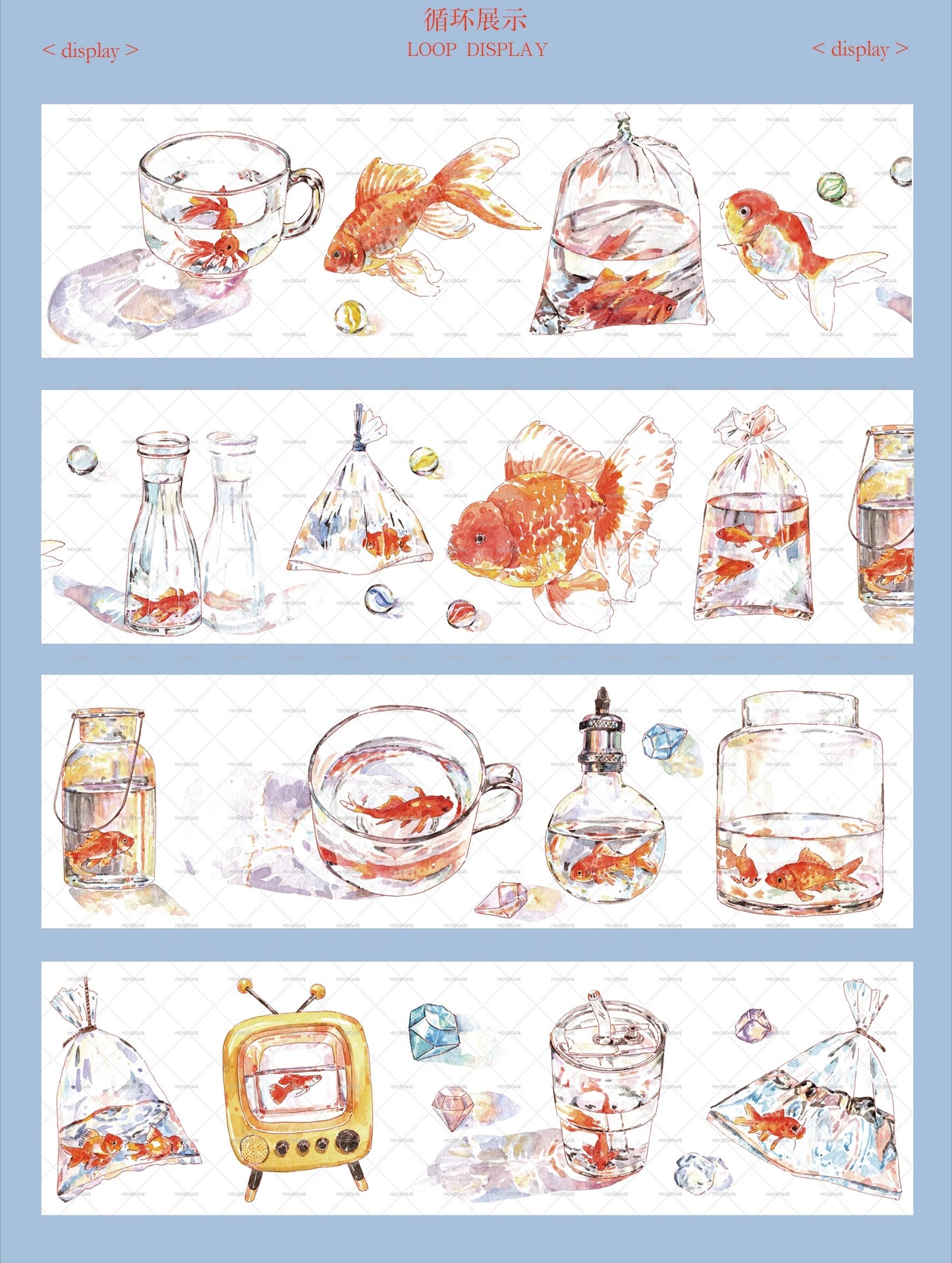 Moodtape【South Wind&Summer Cruising】Original Animal Characters Landscap Original Design Washi/Pet Tape Stickers,for Scrapbook Supplies,Scrapbook Tape Stickers,Junk Journal Supplies