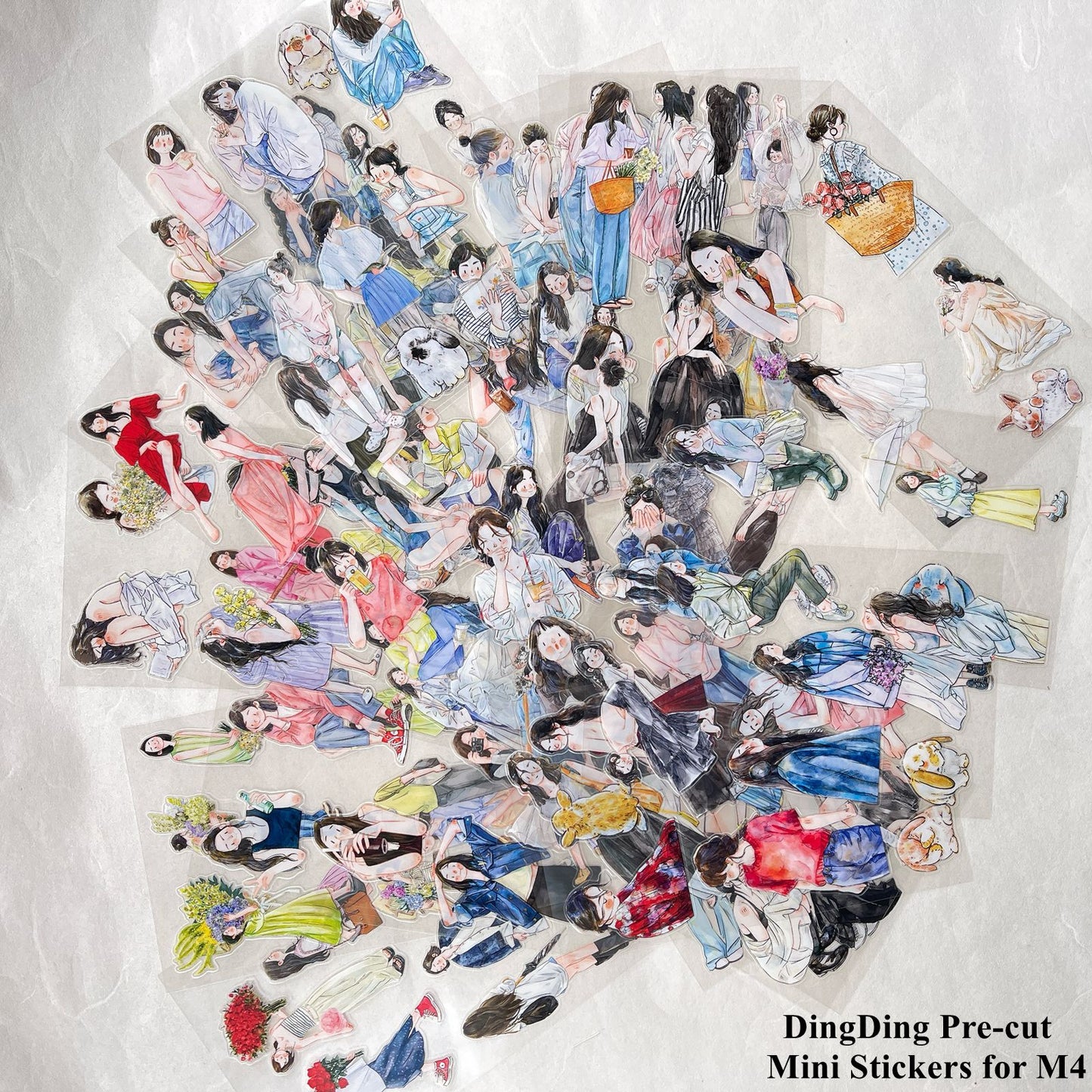 ‌DingDing【M4】Mini Pre-Cut 138PCS Archive Vintage Portrait Stickers,Limited Edition Classic Collection for DIY Journal, Scrapbook & Crafts