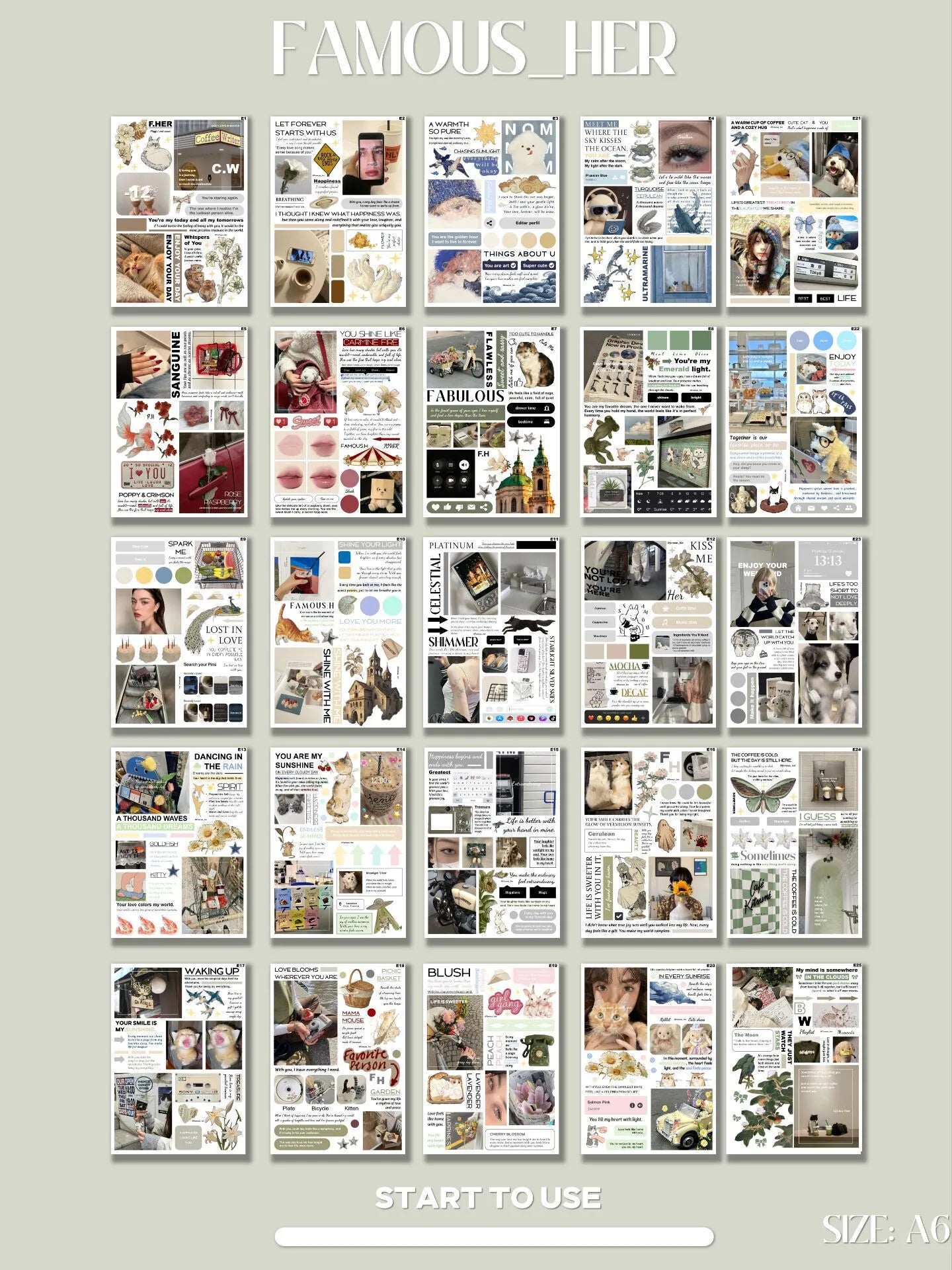 Famous Ms. He-Vol.5 Ins Wind Cutting Film Stickers A6 (10 * 14) 50 sheets | Edge Cutting