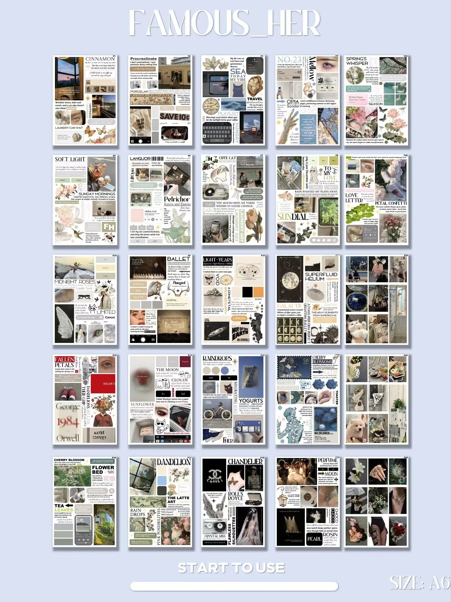 Famous Ms. He-Vol.6 Ins Wind Cutting Film Stickers A6 (10 * 14) 50 sheets | Edge Cutting