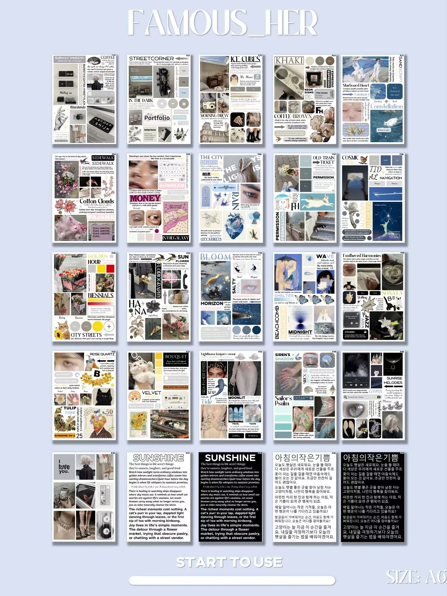 Famous Ms. He-Vol.6 Ins Wind Cutting Film Stickers A6 (10 * 14) 50 sheets | Edge Cutting