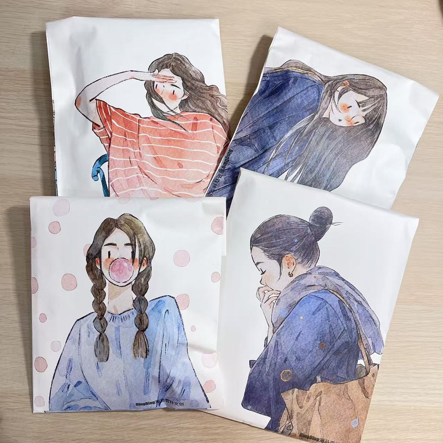 DingDing【Set of 8 Kraft Paper Bags (Full Family Pack)】Original Design Packaging Bags