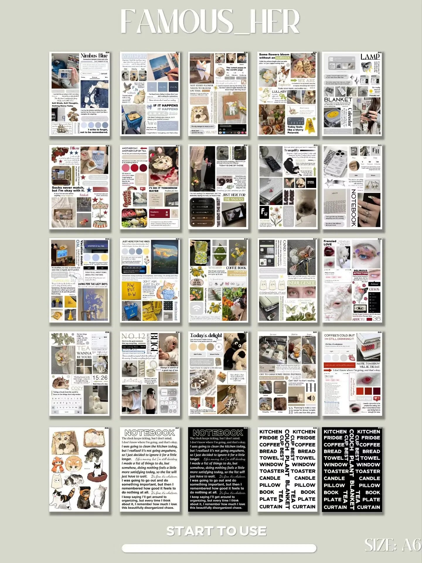 Famous Ms. He-Vol.5 Ins Wind Cutting Film Stickers A6 (10 * 14) 50 sheets | Edge Cutting