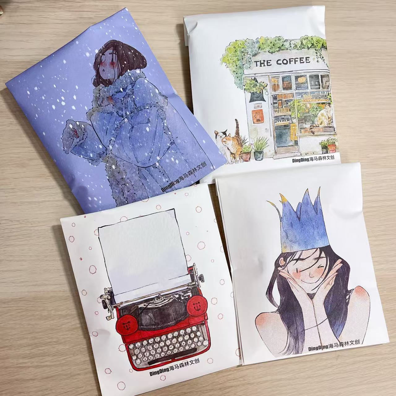 DingDing 【Summer Festival Mystery Lucky Bag】Random Paper Tape Samples, Sticky Notes, Stickers, Cards, Envelope & Surprise Limited Notebook | Small & Large Size, 4 Styles Each | Random Drop, Stationery Surprise Pack
