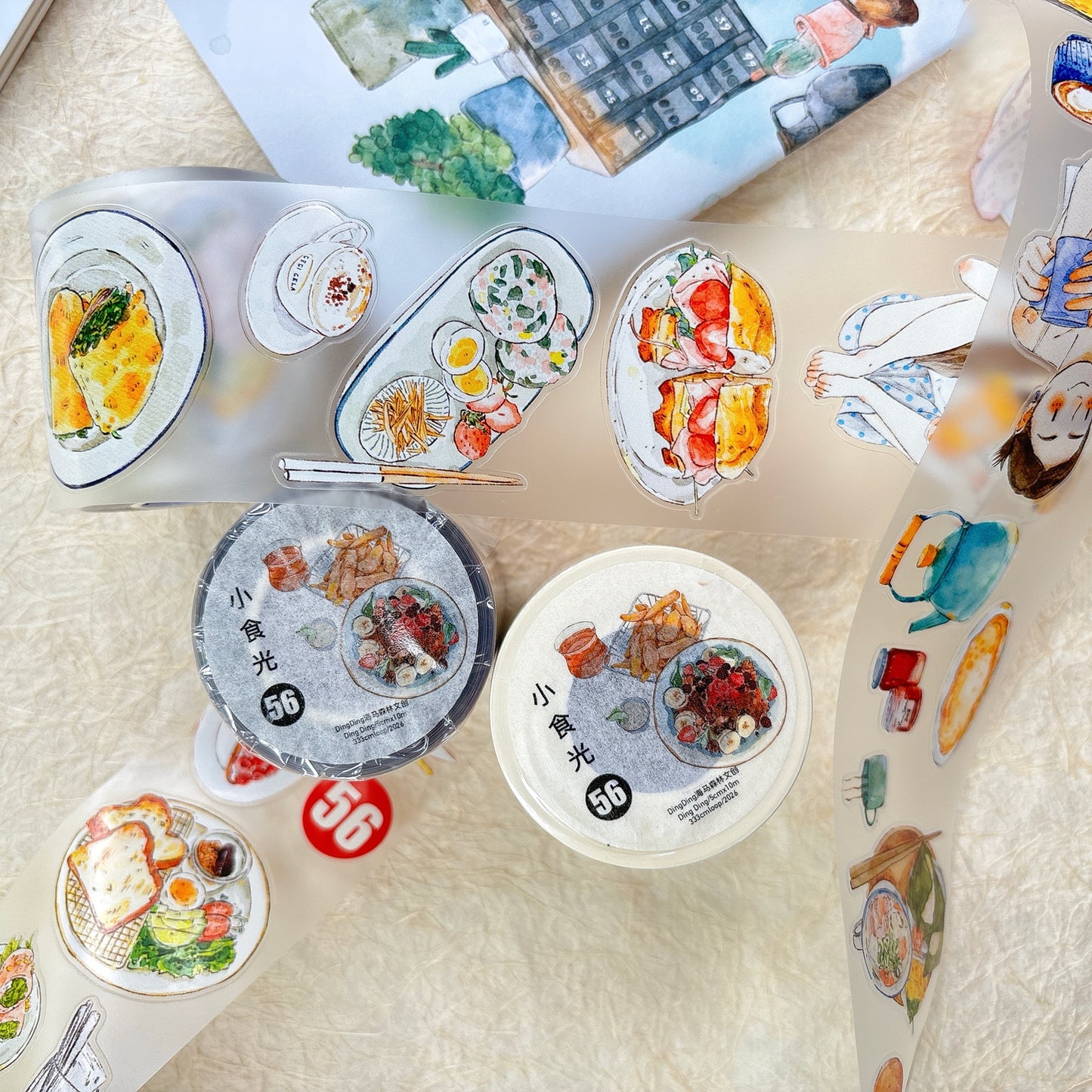 DingDing Washi Tape Set-2 Rolls(56+57) Washi/PET Tape Stickers,Original Designs,Fashion Characters Figures for Scrapbooks Supplies,Journaling,Junk Journal,Bullet Journals,Planners