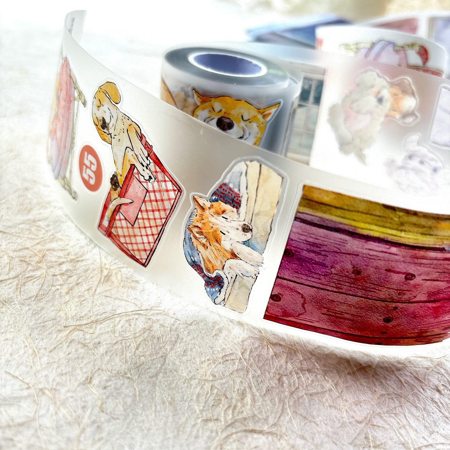 DingDing Vol15【55#Here's a Dog】Original Design Kiss-Cut Washi PET Tape Stickers,for Scrapbook Supplies,Journaling,Junk Journal,Bullet Journal,Planner Stickers
