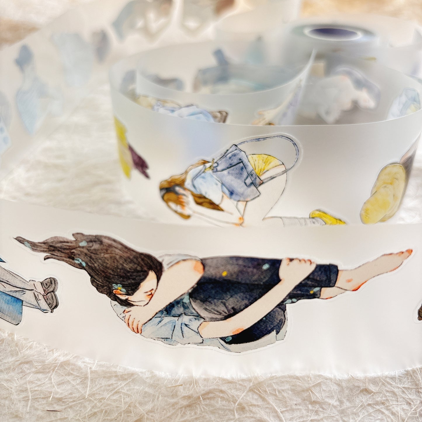 DingDing Vol15【59#A Streak of Blue】Original Design Kiss-Cut Washi PET Tape Stickers,for Scrapbook Supplies,Journaling,Junk Journal,Bullet Journal,Planner Stickers