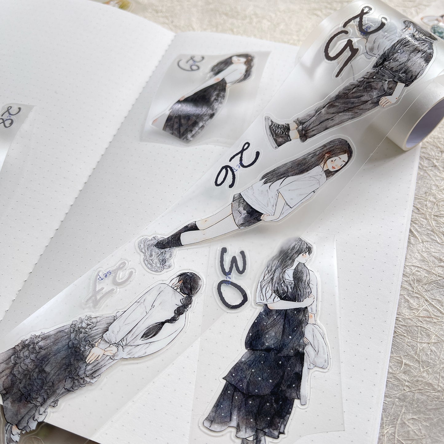 DingDing 2026 Annual Special Edition【365 Days No Loop-Undated Calendar Tape Set(Total 8 rolls) -for Any Year】Original Design,Pre-Cut Washi/PET Tape Stickers,for Scrapbook Supplies,Junk Journal,Planner Stickers