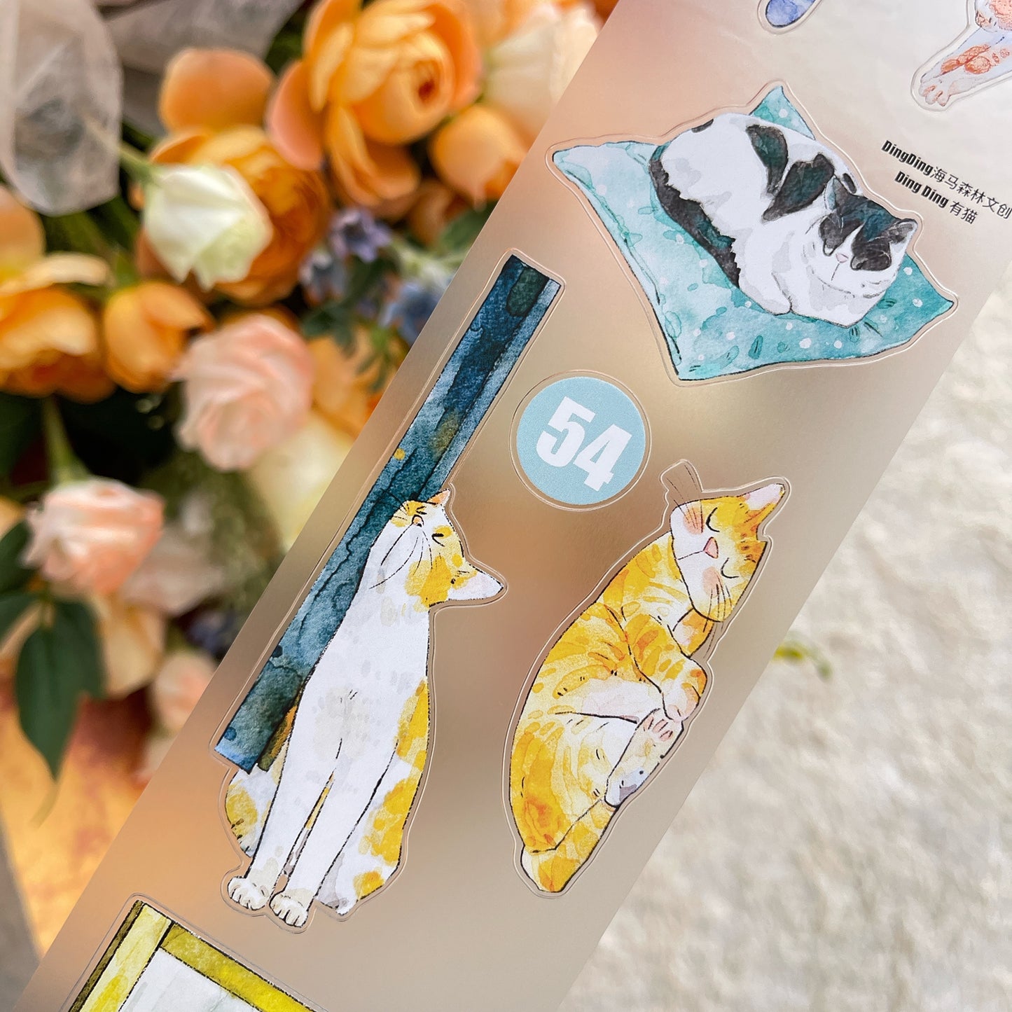DingDing Washi Tape Set-2 Rolls(52+54) Washi/PET Tape Stickers,Original Designs,Fashion Characters Figures for Scrapbooks Supplies,Journaling,Junk Journal,Bullet Journals,Planners