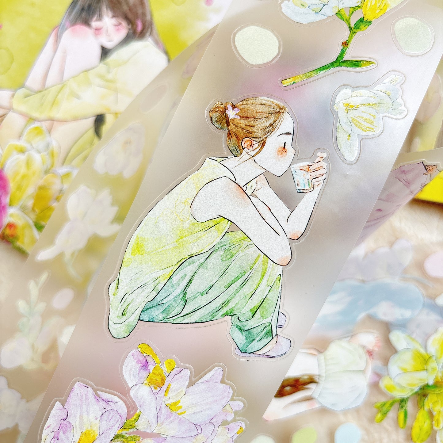 Seahorse Forest Vol10【A55#Appearance】Vintage Scene Original Design Pre-Cut Washi/PET Tape Stickers,for Scrapbook Supplies,Junk Journal Supplies