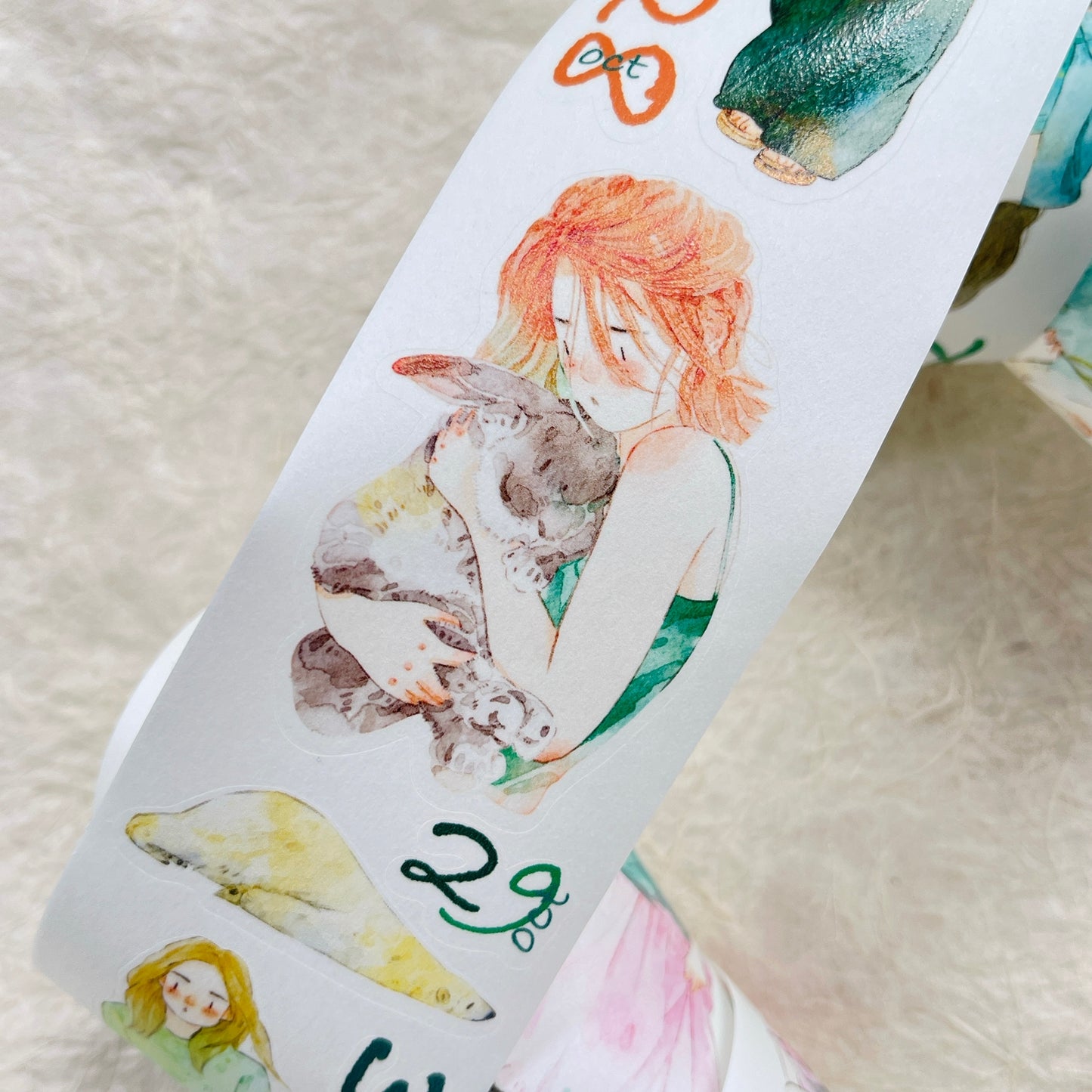 DingDing 2026 Annual Special Edition,Pre-Cut Clear Pet Tape Stickers,365 Days-T7 No Loop-Undated Calendar Tape,Original Vintage Design for Scrapbooks Supplies,Junk Journal