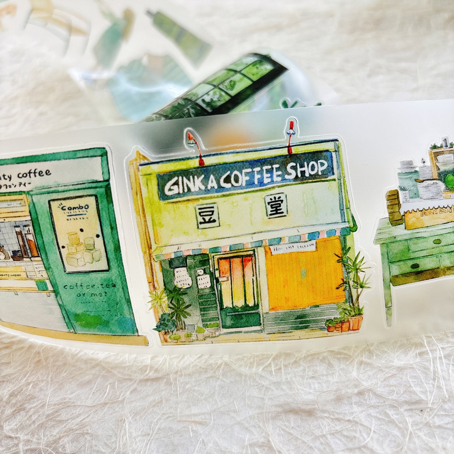 Seahorse Forest Vol10【A56#Verdancy】Vintage Scene Original Design Pre-Cut Washi/PET Tape Stickers,for Scrapbook Supplies,Junk Journal Supplies