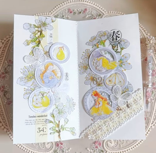 Seahorse Forest Washi Tape Set-3 Rolls(A35+A40+A43) Washi/PET Tape Stickers,Original Designs,Fashion Characters Figures for Scrapbooks Supplies,Journaling,Junk Journal,Bullet Journals,Planners