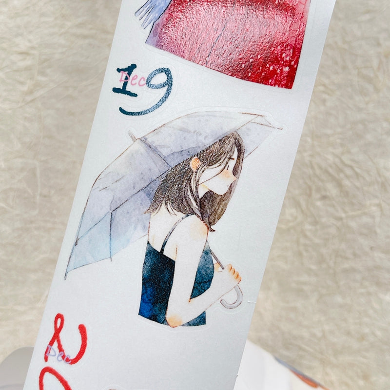 DingDing 2026 Annual Special Edition【365 Days No Loop-Undated Calendar Tape Set(Total 8 rolls) -for Any Year】Original Design,Pre-Cut Washi/PET Tape Stickers,for Scrapbook Supplies,Junk Journal,Planner Stickers