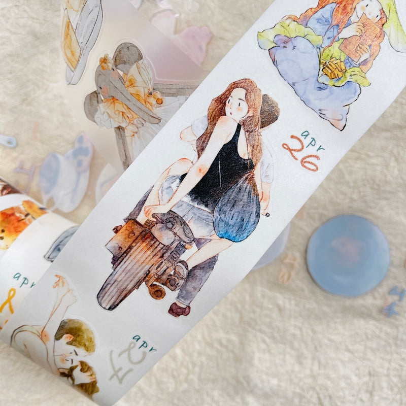 DingDing 2026 Annual Special Edition【365 Days No Loop-Undated Calendar Tape Set(Total 8 rolls) -for Any Year】Original Design,Pre-Cut Washi/PET Tape Stickers,for Scrapbook Supplies,Junk Journal,Planner Stickers