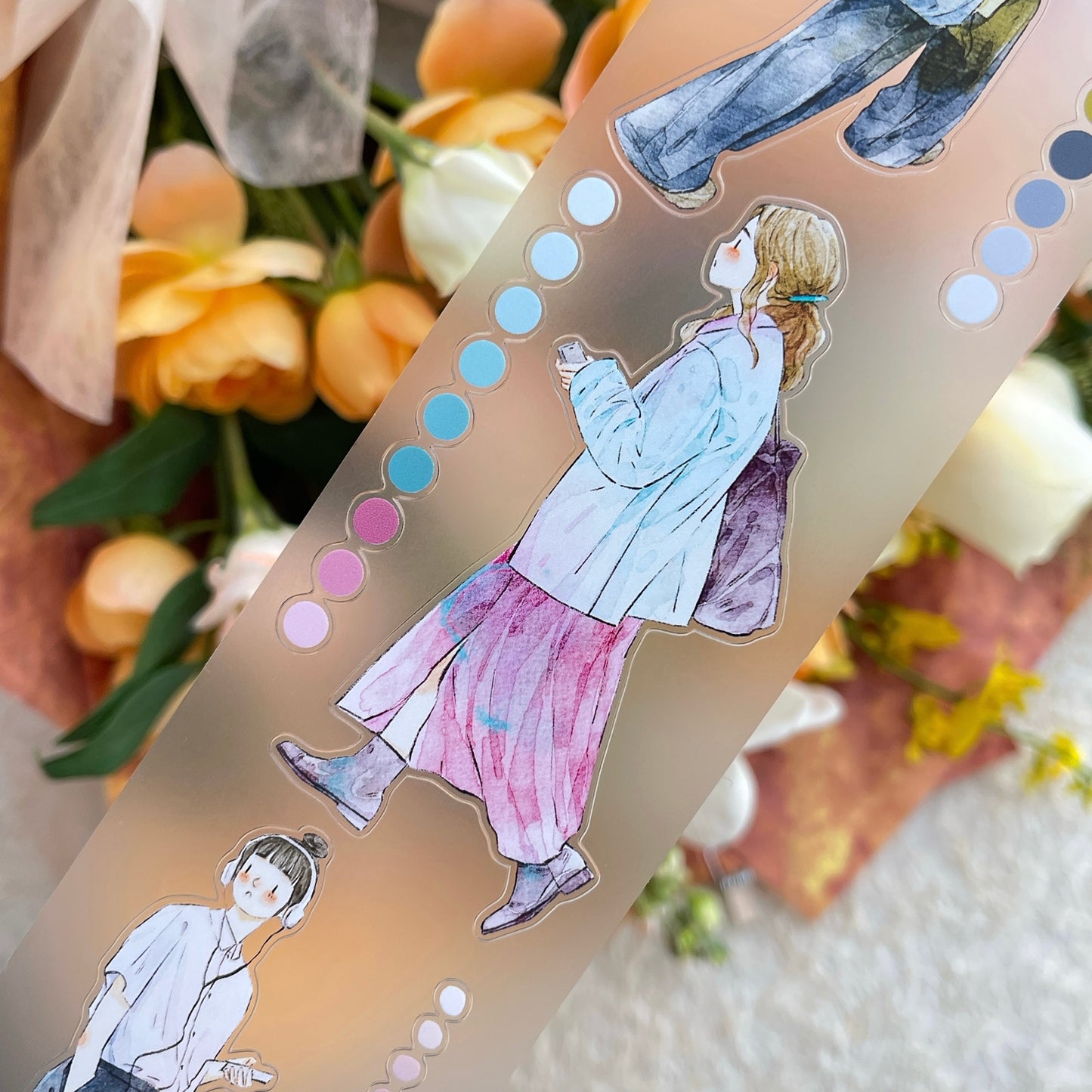 DingDing Vol14【51#Rush】Original Design Kiss-Cut Washi PET Tape Stickers,for Scrapbook Supplies,Journaling,Junk Journal,Bullet Journal,Planner Stickers